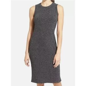 Athleta Rendevous Size XS Dark Grey Ribbed Heathered Sleeveless Sweater Dress‎